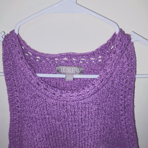 J. Crew Purple Sleeveless High Neck Textured Pointelle Sweater Tank Sz: Medium - Picture 3 of 5